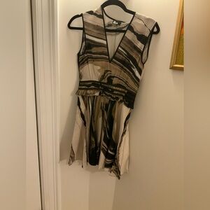 The Kooples Silk Black and Cream Marble Mini Dress, NWTl SZ 1 (US 4) MSRP$330